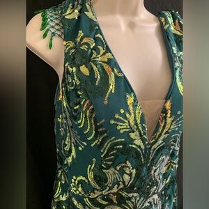 Green Sequin Embellished Dress